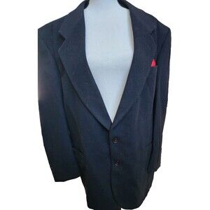 Zylos George Machado Cashmere Black Men Jacket Blazer Size 42S Red Pocket Square